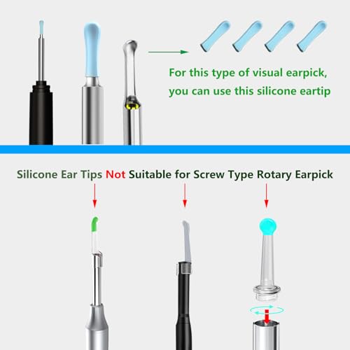 100 Silicone Ear Cleaner Replacement Tips for 3.5mm Ear Scoops