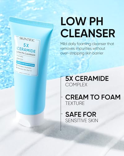 SKINTIFIC Low pH Facial Cleanser with Hyaluronic Acid, 120ml