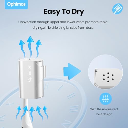 Ophimos Aluminum Toothbrush Head Cover Cap - Travel Protector (2 Pack, Silver+Pink)