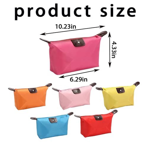 Set of 6 Waterproof Nylon Cosmetic Pouches for Travel