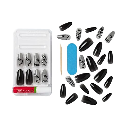 KISS Gel Fantasy Press-On Nails - Long Almond Fake Nails, 28 Piece Kit