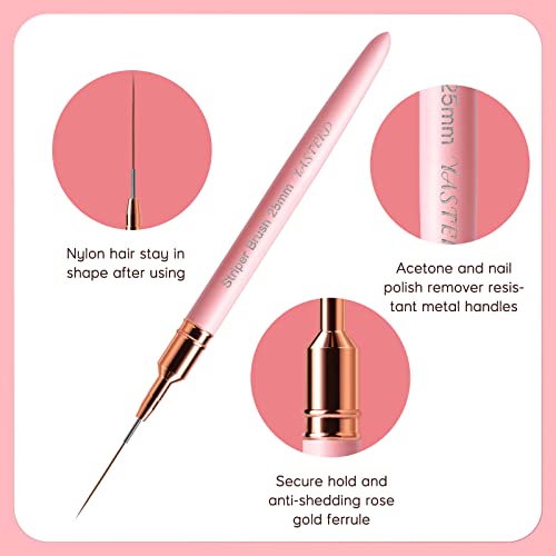 Yasterd 6-Piece Pink Nail Art Brush Set - Fine Detailing & Striping