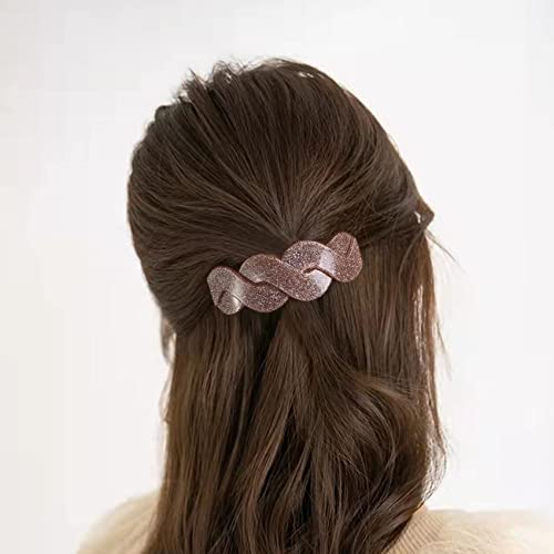 Mistofu French Hair Barrettes for Thick Hair - 3 Pack Sparkly Acrylic Clips