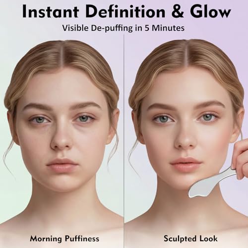 Vornelatrix 3-in-1 Stainless Steel Face Roller & Gua Sha Sculpting Set