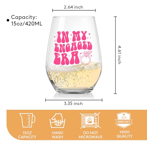 Engaged Era Stemless Wine Glass - 15oz Bridal Gift for Her
