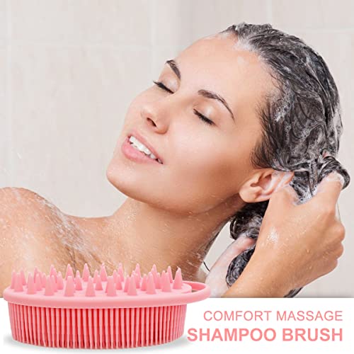 Pink 2-in-1 Silicone Body & Scalp Scrubber - Bath & Shampoo Brush, Easy to Clean