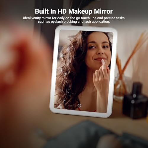 NEWER 9-Inch Lighted Makeup Mirror with Touch LED, 7.9 x 5.3 Inch Portable Vanity, Rechargeable, 3 CCT Modes, CRI90, Travel-Friendly
