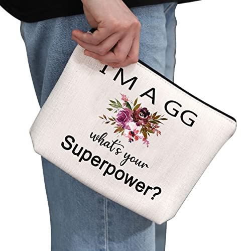 Gigi Gifts for Grandma Makeup Bag - I'm a GG What's Your Superpower, White