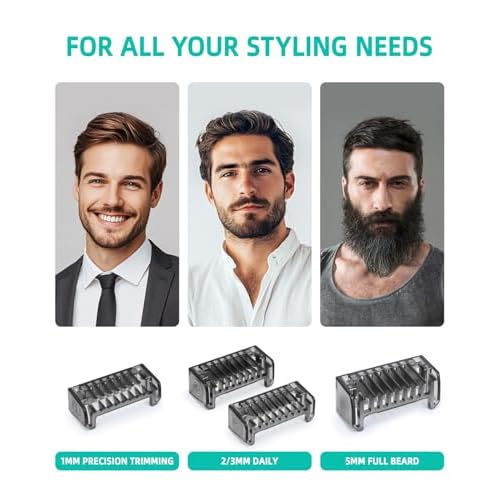 Guard Combs Kit with Case Compatible with Philips Norelco OneBlade Handles, 1/2/3/5mm Guide Combs, 0/3mm Body Comb and Protective Cap for Electric Shaver Accessories for Men (7 Pcs)
