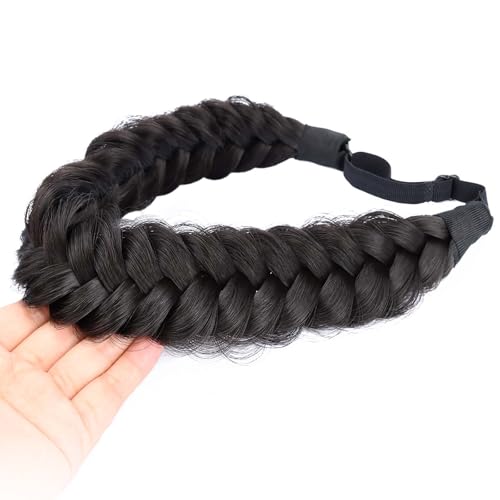 BOBIYA Messy Wide 2 Strands Synthetic Hair Braided Headband Deep Brown