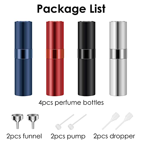 Saiveina 8ml Refillable Travel Perfume Atomizer Bottles - 4 Pack