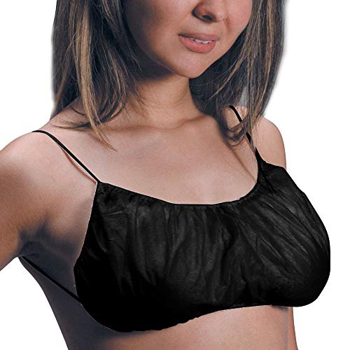 50-Pack Disposable Spray Tan Bras - Black Shoulder Loop Salon Top