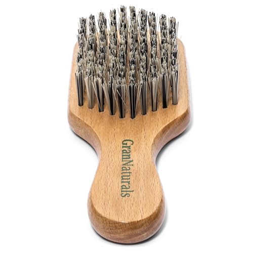 GranNaturals Hard Bristle Hair Brush for Men & Women - Thick, Curly, Slick Back & Wave Styling