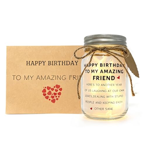 Light Up Jar with Greeting Card - Thoughtful Birthday Gift for Best Friend