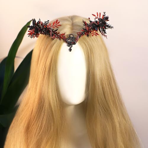 MOSTORY Gothic Snake Flower Crown - Red-Black Medusa Headpiece for Witch Cosplay