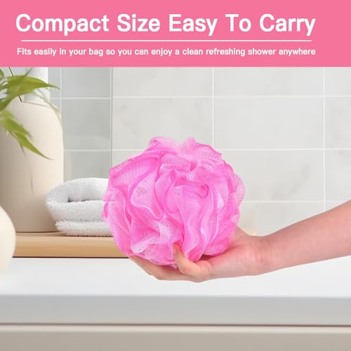 5 Pack Soft Mesh Shower Loofahs in Assorted Colors - Gentle Exfoliating Bath Sponge