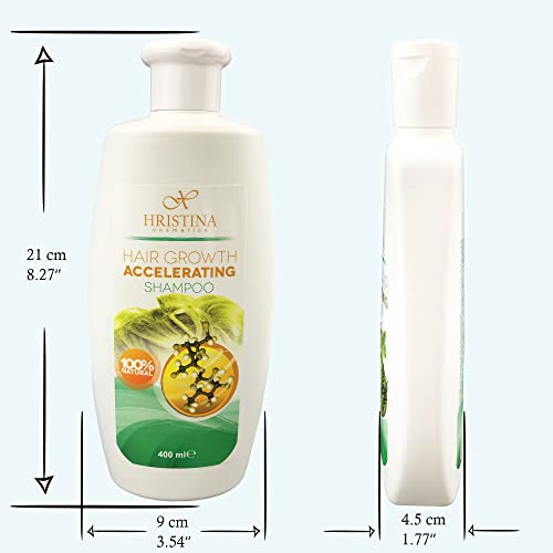 Hristina Natural Hair Growth Shampoo with Jojoba & Argan Oils, 13.5 oz