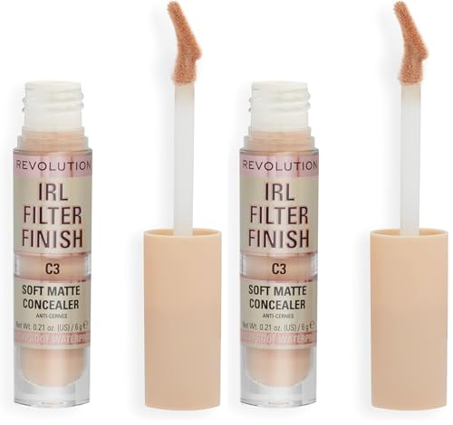 Revolution IRL Filter Finish Concealer C3 0.21 oz (Pack of 2) - Full Coverage & Long-Lasting