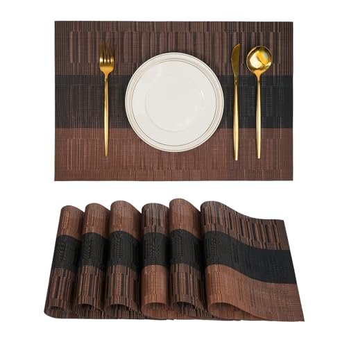 Set of 6 Non-Slip PVC Placemats - Heat Resistant Table Mats for Dining