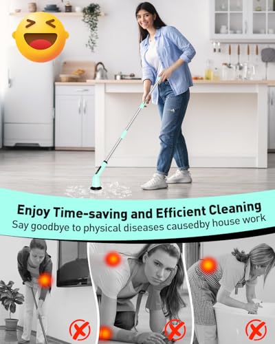 CTMAST Cordless Electric Spin Scrubber with 53-Inch Adjustable Pole
