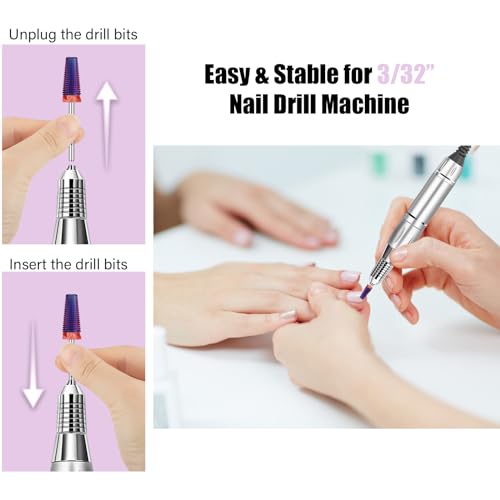Depvko 5-in-1 Nail Drill Bits Purple Fine-F 3/32" Carbide Two-Way Rotation