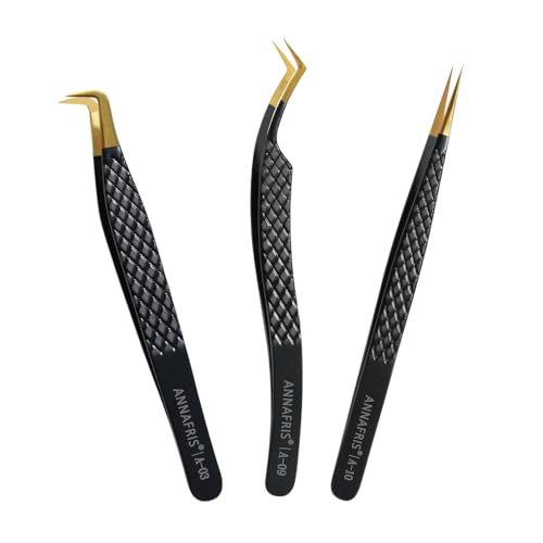 ANNAFRIS Fiber Tip Lash Tweezers for Volume Eyelash Extensions
