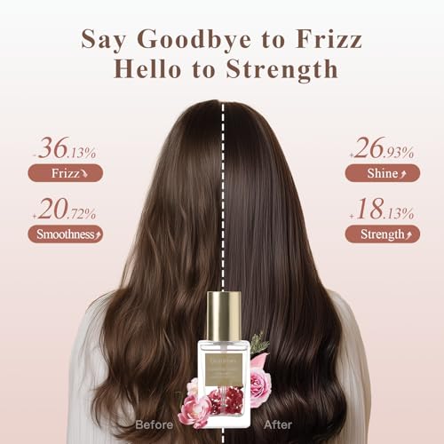 Dear Irean Hair Perfume Oil for Women, Rose Hair Oil with Moroccan Argan & Jojoba, Hydrates & Repairs Frizzy, Dry, Damaged Curly Hair and Split Ends, Long Lasting Fragrance, 1.35 Oz