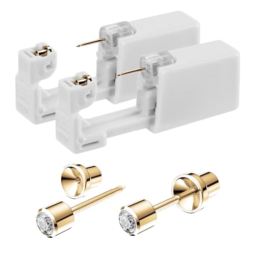 Gold Ear Piercing Kit - 4mm Disposable Gun with Safety Back