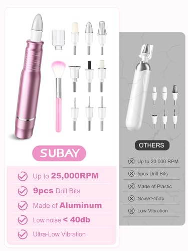 SUBAY Professional Nail Drill Kit 25000 RPM Manicure & Pedicure Set