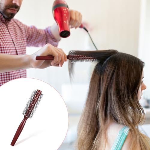 Portable Round Hair Brush for Short Hair - Heat Resistant Wood