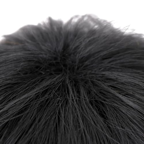 Kids Black Synthetic Wig - Straight with Bangs, Adjustable Cap, 8" Length