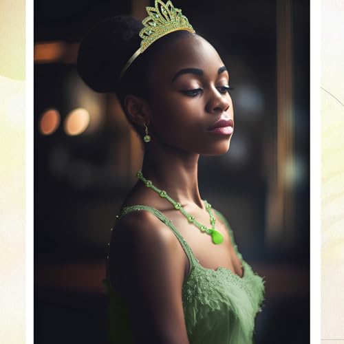 Green Princess Tiara Jewelry Set for Costumes Halloween Role Play Women