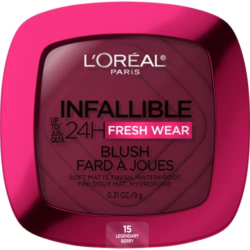 L'Oreal Paris Infallible Soft Matte Blush Legendary Berry 0.31 Oz - Long-Lasting Waterproof Cheek Makeup