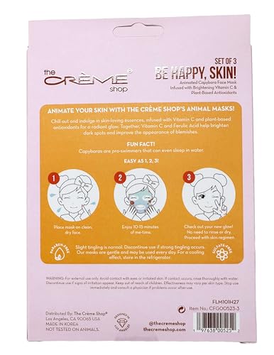 The Crème Shop Be Happy Skin! Capybara Sheet Mask Set - 3 Pack with Vitamin C