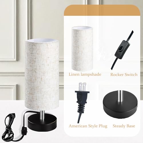 Minimalist Bedside Table Lamp with Linen Shade for Small Spaces