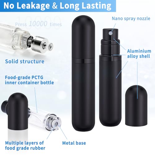 Boxicok 5ml Refillable Perfume Atomizer Spray Bottle - 3 Pack Travel Set