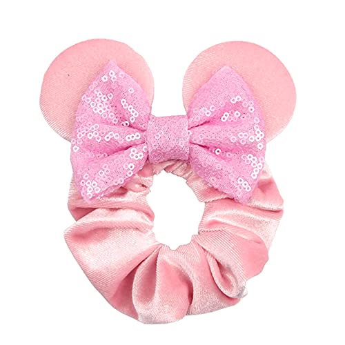 JOYFISCO Mouse Ear Scrunchies - 3 Pack Velvet Sequin Bow Hair Ties