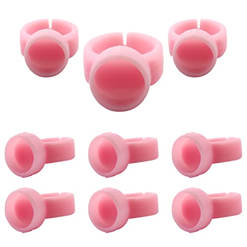 MARLLOGIVA 100pcs Pink Silicone Pigment Rings for Microblading & Tattoo Ink Holders
