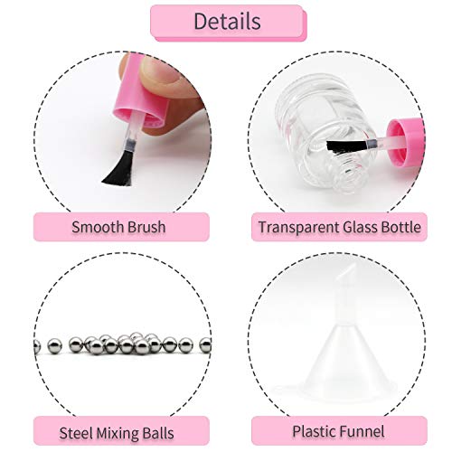 GTHER 8ML Empty Nail Polish Bottles with Brush, Funnel & Mixing Balls (20PCS)