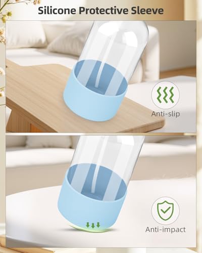 8 oz Glass Spray Bottles 2 Pack with Silicone Sleeve - Blue & Purple