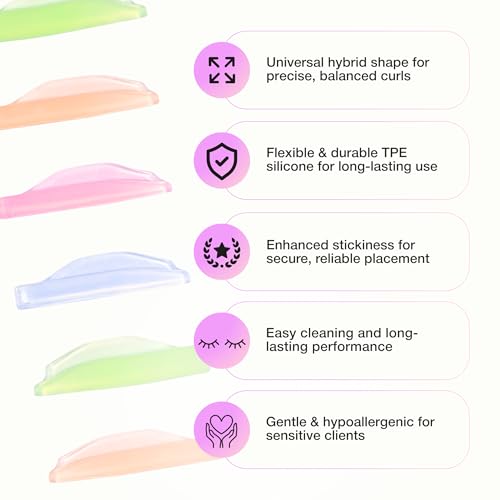CURACORO Lash Lift Shields, 8-Piece Reusable Silicone Rods Set (4 Sizes)