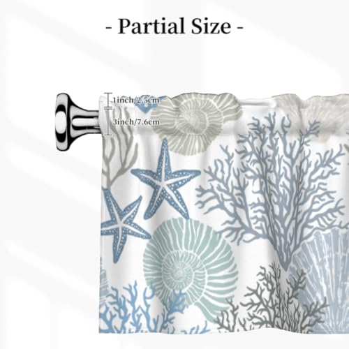 Coastal Window Valance - 54"x18" Nautical Blue Coral Curtains