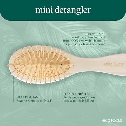 EcoTools Mini Detangler Hairbrush - Travel Size, Flexible Bristles