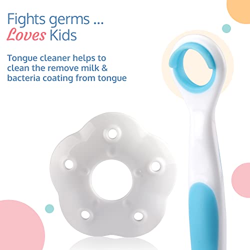 Luv Lap Baby Toothbrush Set with Anti Choking Shield - White/Blue