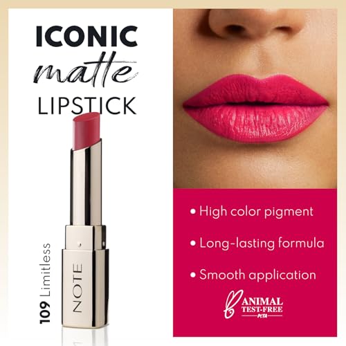 NOTE Iconic Matte Lipstick - Velvety Non-Drying Lip Color - 109 Limitless