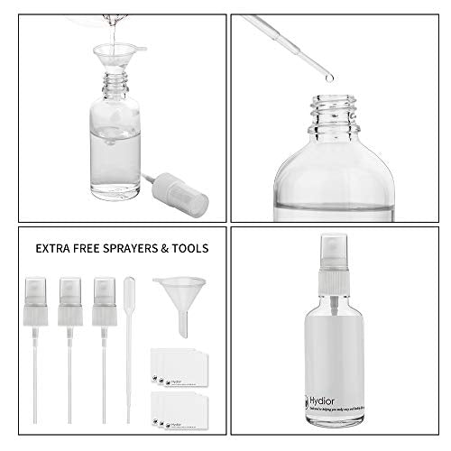 Hydior White Clear 2oz Glass Spray Bottles for Essential Oils - Set of 3