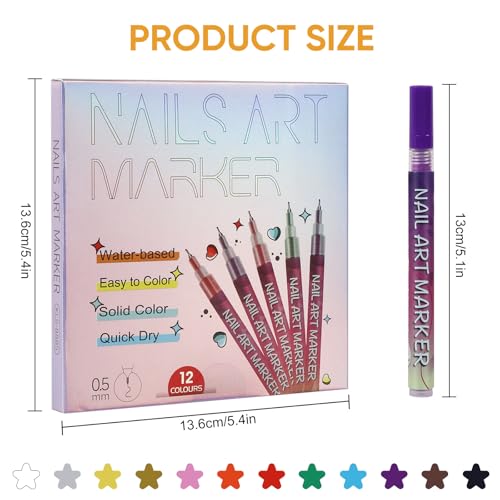 12-Color Nail Art Pens Set for DIY Nail Design & Detailing