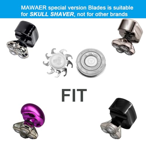 MAWAER 8-Piece Replacement Head Blades for Skull Shaver Pitbull - Silver