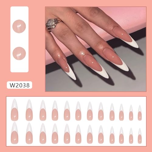 Extra Long White French Tip Stiletto Press-On Nails Set