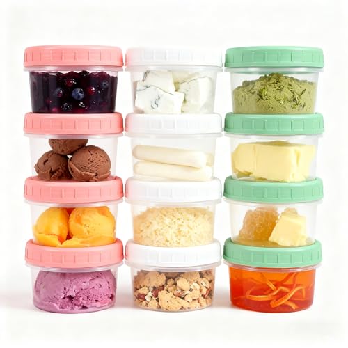 12 Pack 6.8 oz Food Storage Containers with Twist Top Lids - BPA Free, Leakproof, Microwave & Dishwasher Safe